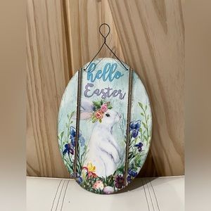 Easter Wood Hanging Sign “Hello Easter”